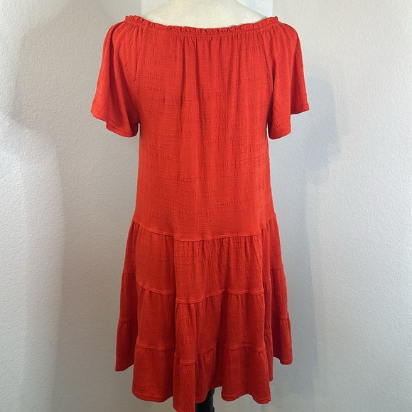 Max Studio Women's Lava Red Jersey Sleeve Tiered Short Dress Size Medium NWT - Picture 5 of 12